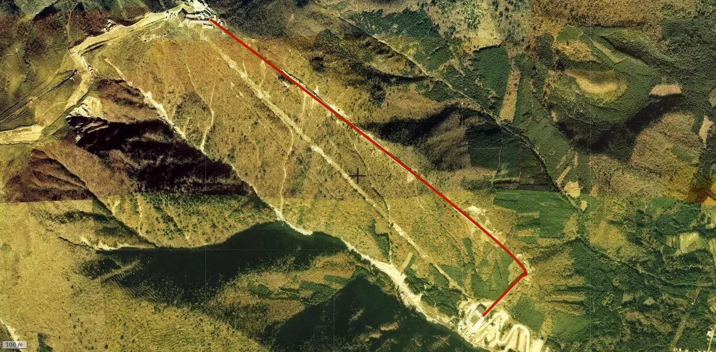 old carlator aerial photo with line